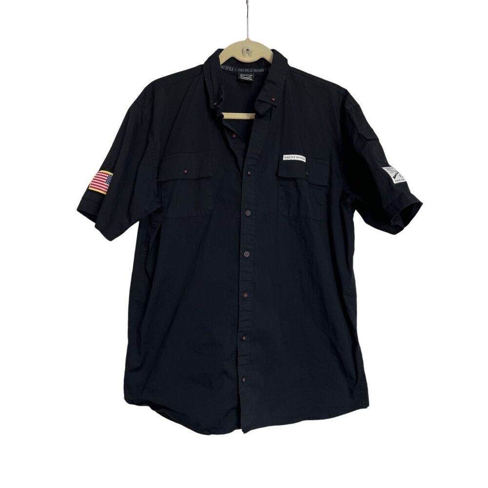 Grunt Style Shirt Womens Large Black Short Sleeve Button-Down NWOT EMS Police